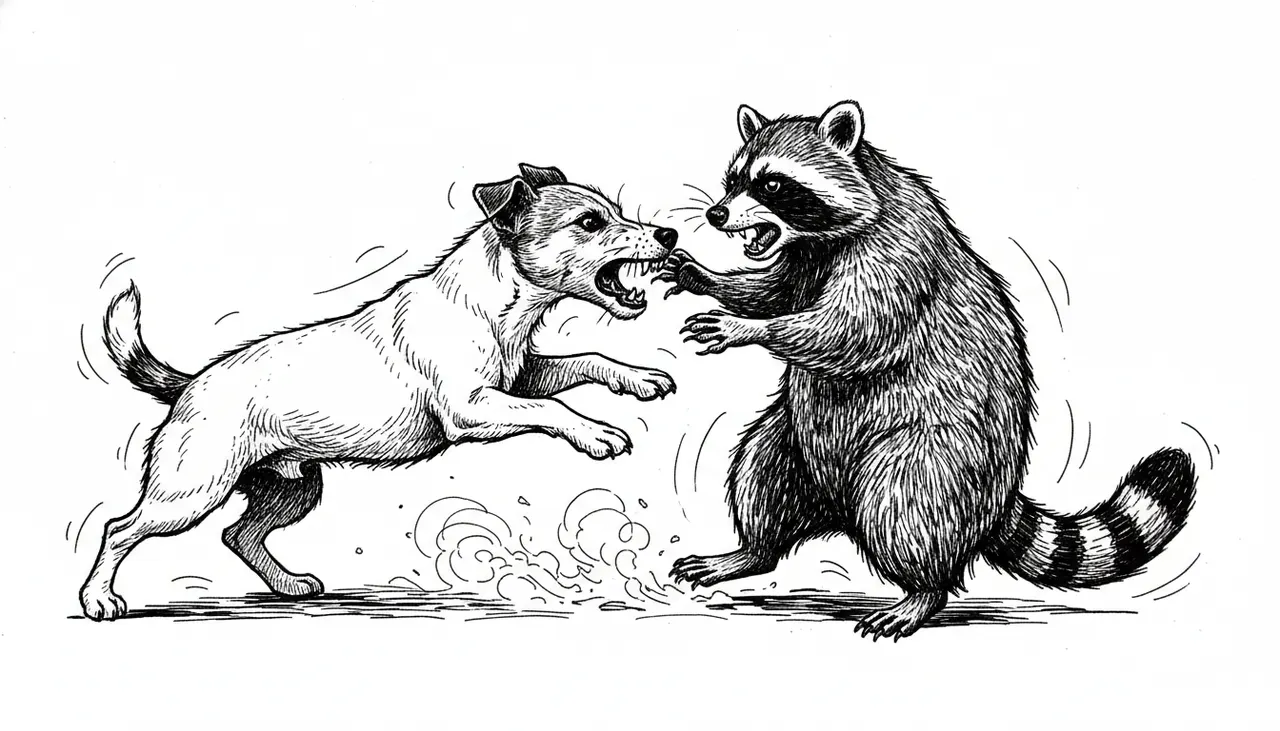 JACK Russel TERRIER FIGHTING A RACOON